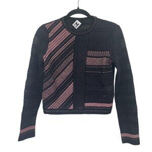Missoni pink and black button up sweater